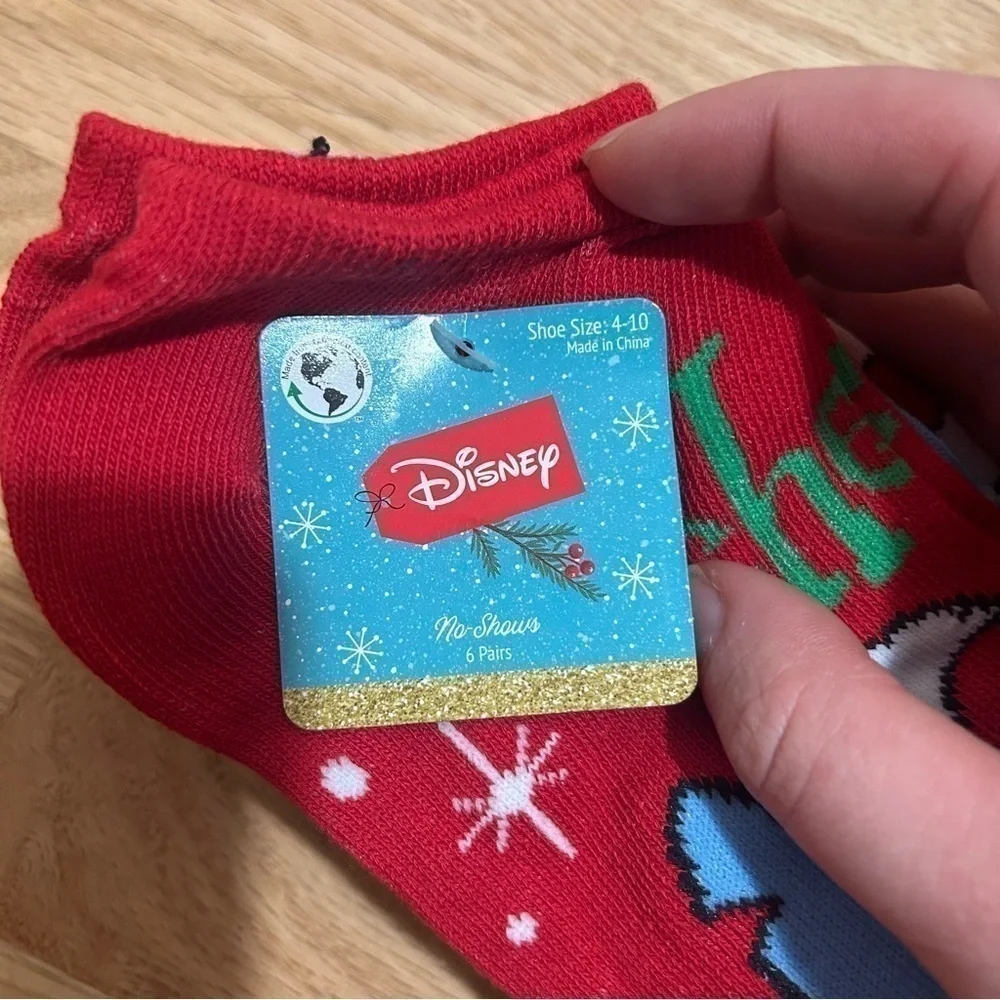 Disney Stitch Socks 6 Pack Women’s Christmas NEW Lilo Red Blue Sz 4-10